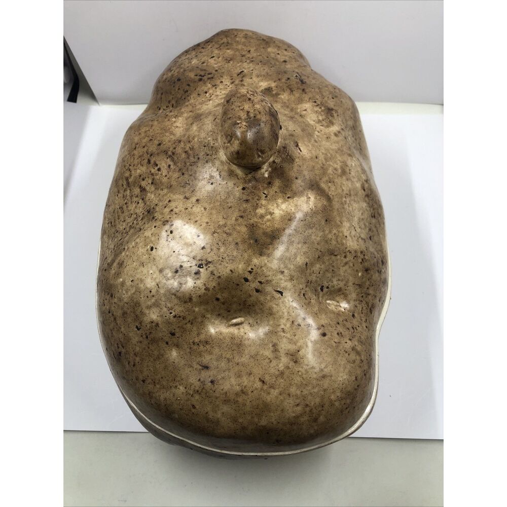 Vintage Ceramic Baked Potato Bowl Container Planter Dish w/ Lid Large Size 12”